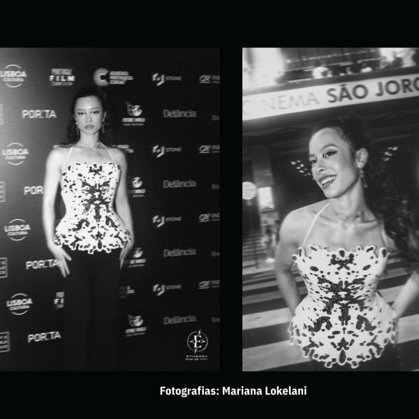 Gustavo Calapez, aluno de Design de Moda, vestiu a atriz Bia Wong no Future World Film Festival